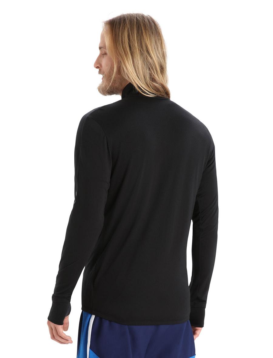 Men's Icebreaker ZoneKnit™ Merino Long Sleeve Zip Hoodie Black | CA 1686ZUTG